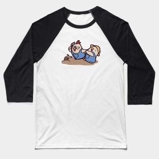 Angry Cartoon Chickens and Garden Pests Baseball T-Shirt